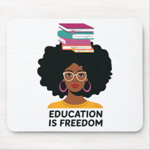 Alfombrilla De Ratón La educación es libertad Libros de maestros negros
