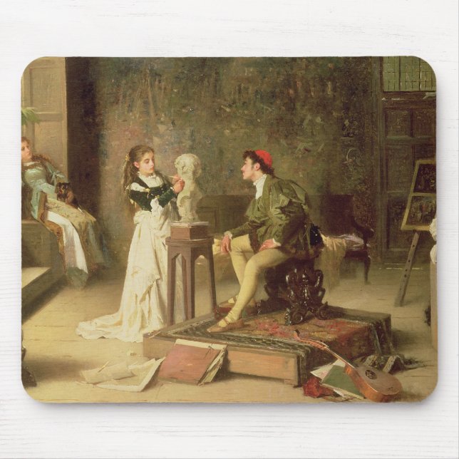 Alfombrilla De Ratón La escultora joven (aceite en lona) (Frente)