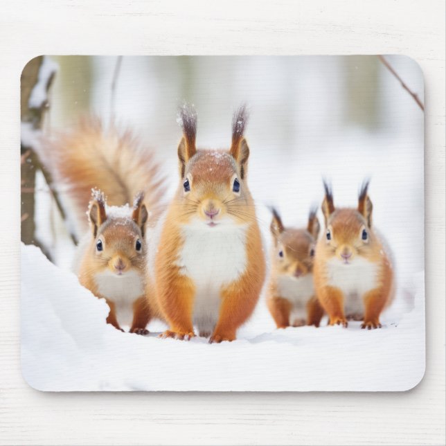 Alfombrilla De Ratón La familia de los animales de ardilla (Frente)