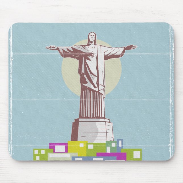 Alfombrilla De Ratón La Favela del Afiche de Viaje Cristo Redentor (Frente)