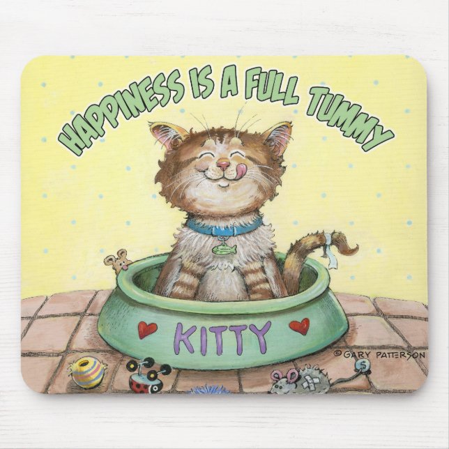 Alfombrilla De Ratón La felicidad es una panza llena (Frente)