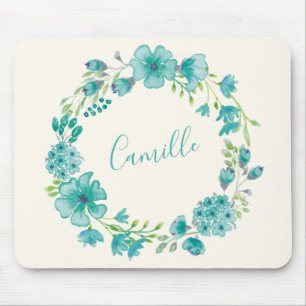 Alfombrilla De Ratón La flor verde del mar de Aqua personalizada