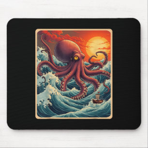 Alfombrilla De Ratón La Gran Ola Del Retro De Octopus Kanagawa Anime Ja
