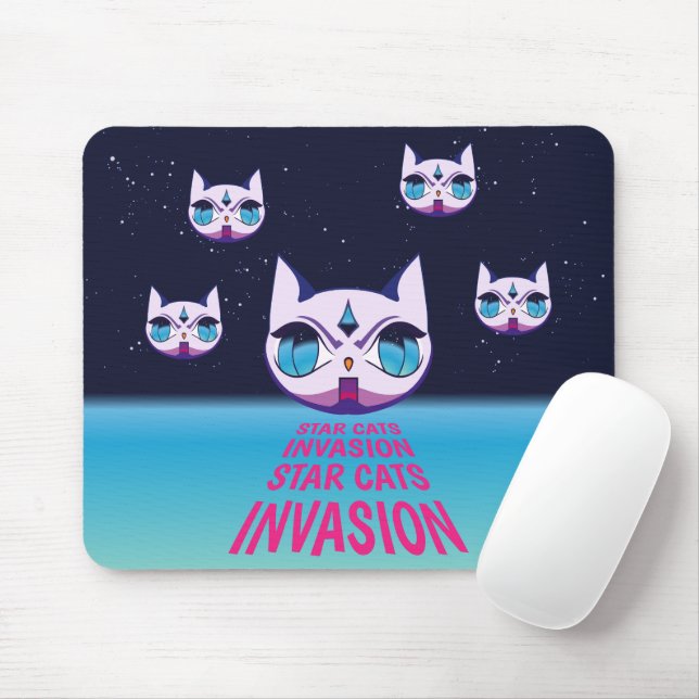 Alfombrilla De Ratón La invasión de Star Cats (Con ratón)
