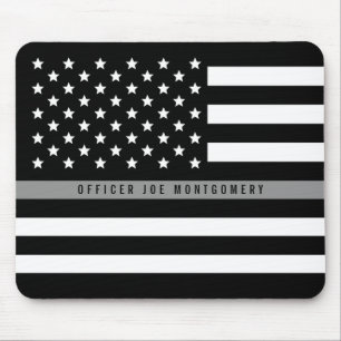 Alfombrilla De Ratón La línea gris fina bandera americana añade nombr