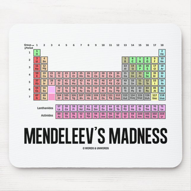 Alfombrilla De Ratón La locura de Mendeleev (tabla de elementos (Frente)