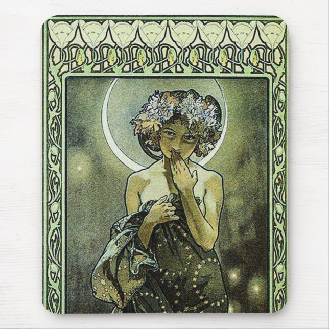 Alfombrilla De Ratón La luna por Alphonse Mucha (Frente)