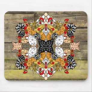 Alfombrilla De Ratón La mano de madera rústica dibuja divertida pintura