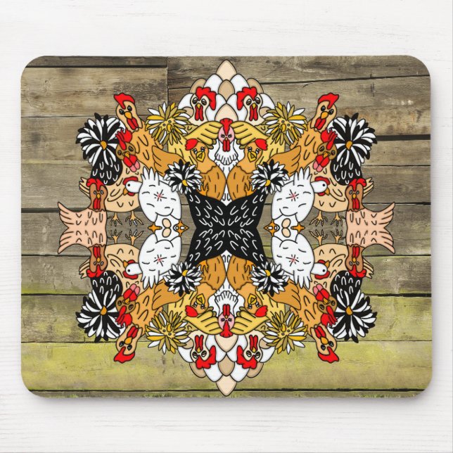 Alfombrilla De Ratón La mano de madera rústica dibuja divertida pintura (Frente)