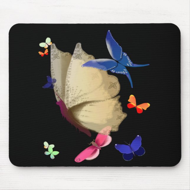 Alfombrilla De Ratón La mariposa beige grande Mousepad (Frente)