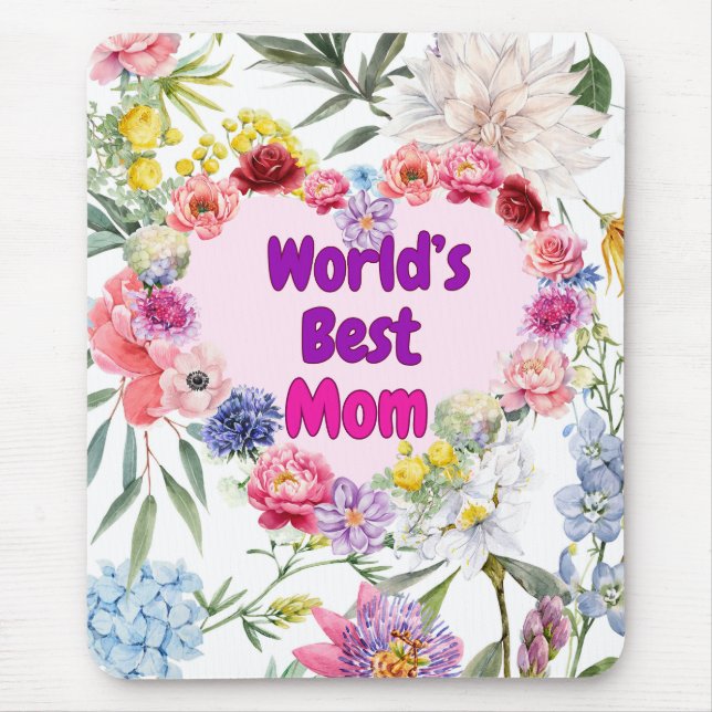 Alfombrilla De Ratón La mejor mamá del mundo - Floral Mousepad para ale (Frente)