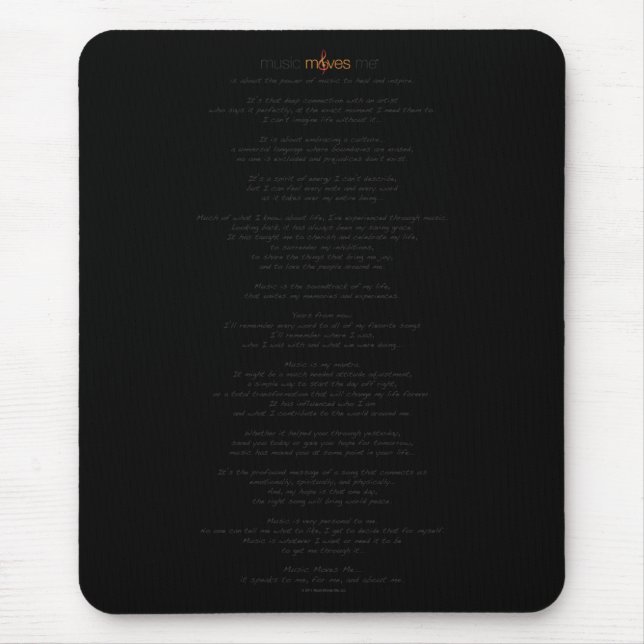 Alfombrilla De Ratón La música mueve el manifiesto Mousepad de Me™ (Frente)