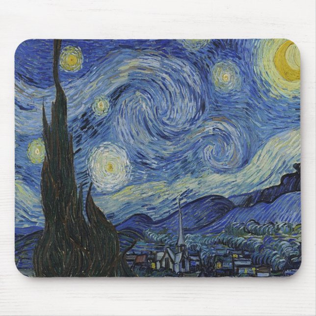 Alfombrilla De Ratón La noche estrellada de Van Gogh (Frente)