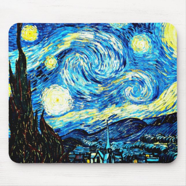 Alfombrilla De Ratón La noche estrellada de Van Gogh (Frente)