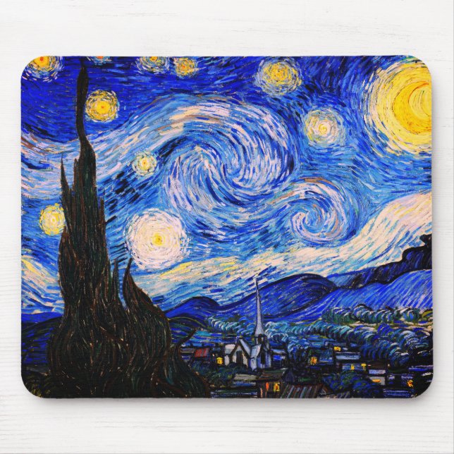 Alfombrilla De Ratón La noche estrellada de Vincent Van Gogh (Frente)