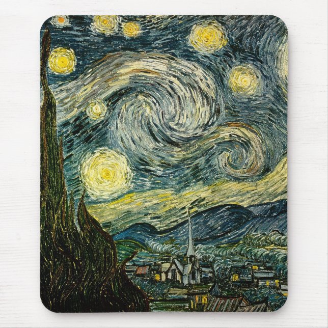 Alfombrilla De Ratón La noche estrellada de Vincent van Gogh (1889) (Frente)