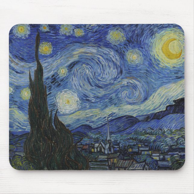 Alfombrilla De Ratón La noche estrellada (Vincent van Gogh) (arte famos (Frente)