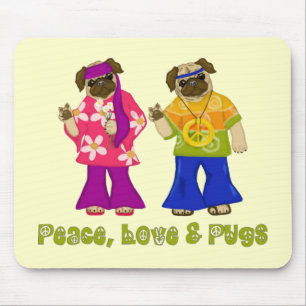 Alfombrilla De Ratón La paz, el amor y el Pugs Mousepad