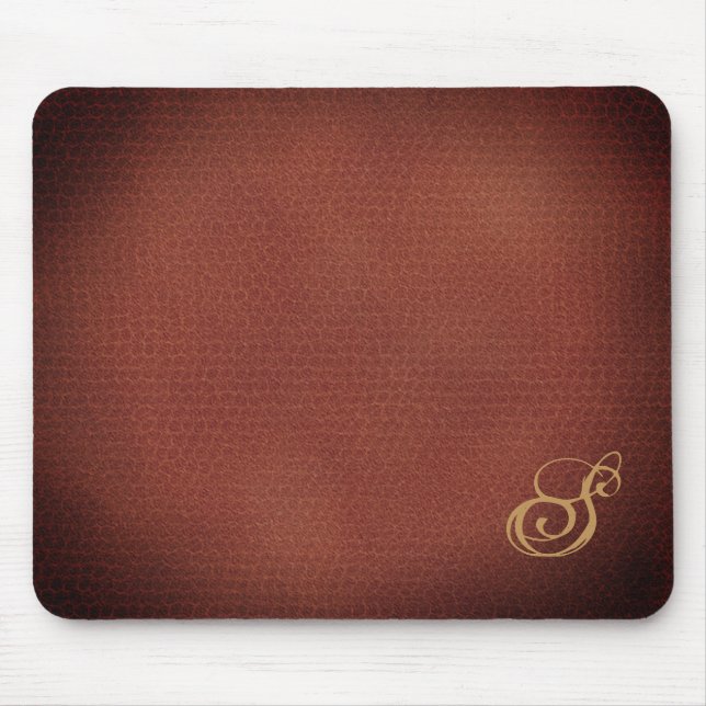 Alfombrilla De Ratón La piel falsa luce elegante monogramada (Frente)