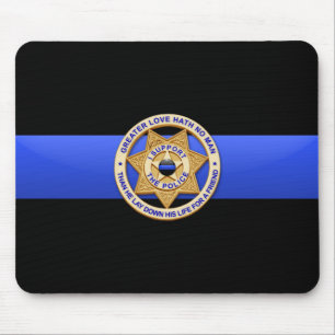 Alfombrilla De Ratón La policía de la Línea Azul delgada con mayor amor