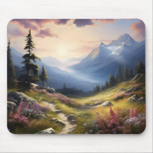 Alfombrilla De Ratón La pradera pacífica en las montañas
