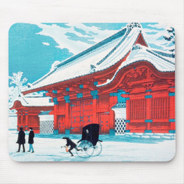 Alfombrilla De Ratón La Puerta Roja del Hongo en Nieve por Hiroaki Taka (Frente)