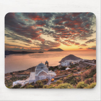 Alfombrilla De Ratón La puesta de sol desde el castillo de Plaka en Mil
