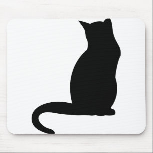 Alfombrilla De Ratón La silueta de gatito negro el contorno de la sombr