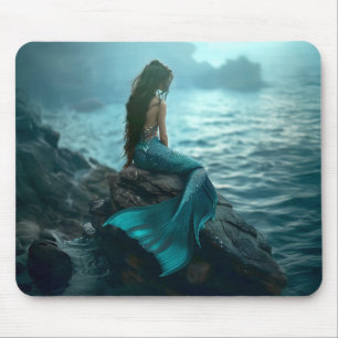 Alfombrilla De Ratón La soledad de Siren Hermosa Fantasía del Océano de