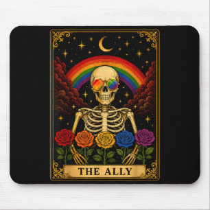 Alfombrilla De Ratón La tarjeta de tarot del aliado esqueleto arcoíris 