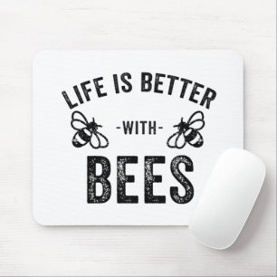 Alfombrilla De Ratón La vida es mejor con abejas abeja mielera Fan de l