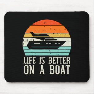 Alfombrilla De Ratón La vida es mejor en el barco puesta de sol retro c