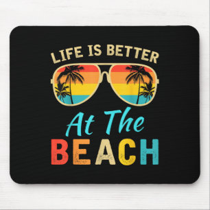 Alfombrilla De Ratón La Vida Es Mejor En La Playa Retro Palm Trees Summ