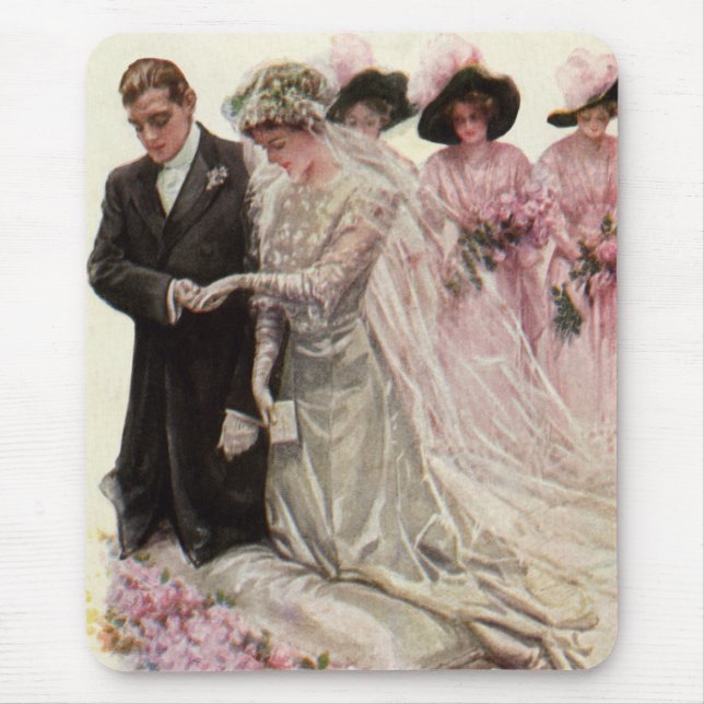 Alfombrilla De Ratón La vieja ceremonia de Boda victoriana Novia y Groo (Frente)