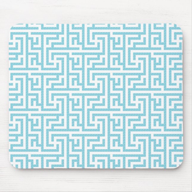 Alfombrilla De Ratón Laberinto blanco y azul claro (Frente)
