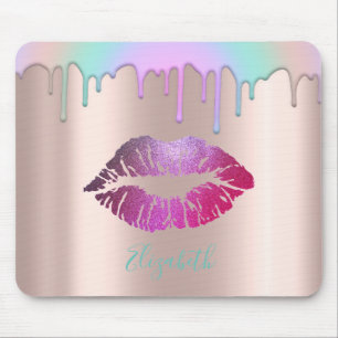 Alfombrilla De Ratón Labios Brillantes de Moda Lluvia de Colores 