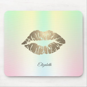 Alfombrilla De Ratón Labios Brillantes Dorados Adorables Iridescentes