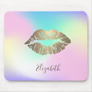 Alfombrilla De Ratón Labios Brillantes Dorados Tendencia Iridescentes H
