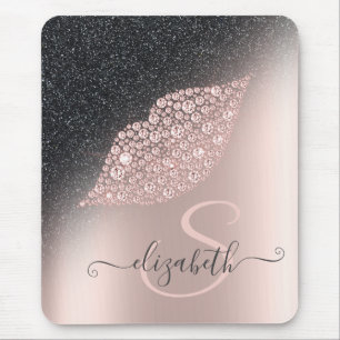 Alfombrilla De Ratón Labios de diamantes brillo Ombre Rosa Dorado