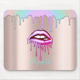 Alfombrilla De Ratón Labios goteantes metálicos de arcoíris de moda