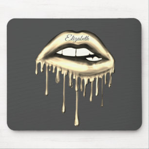 Alfombrilla De Ratón Labios que gotean metálico dorado adorable