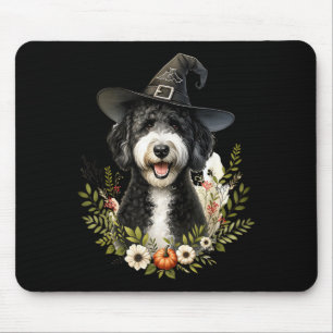 Alfombrilla De Ratón Labradoodle negro y blanco Perro Halloween Acuarel