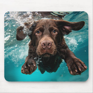 Alfombrilla De Ratón Labrador Chocolate Juguetón Nadando Bajo el Agua