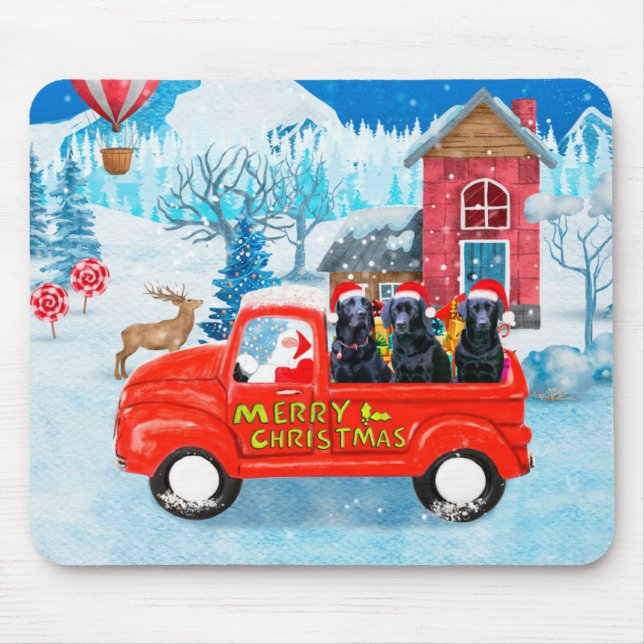 Alfombrilla De Ratón Labrador Navidades de perros vectores de nieve (Frente)