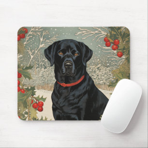 Alfombrilla De Ratón Labrador negro en invierno