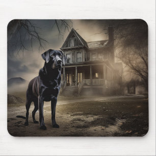 Alfombrilla De Ratón Labrador Negro Halloween Aterrador