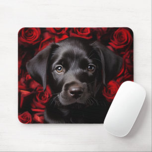 Alfombrilla De Ratón Labrador nunca más cachorro con rosas
