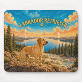 Alfombrilla De Ratón Labrador Retriever, agua vintage del lago Yellowst