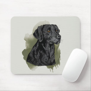 Alfombrilla De Ratón Labrador Retriever Negro Acuarela Perro Sobre Verd