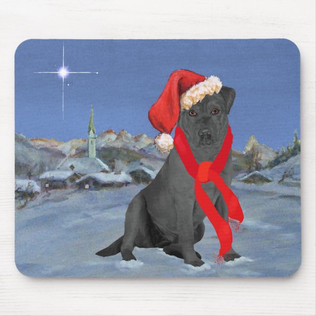 Alfombrilla De Ratón Labrador Retriever Negro Navidad (Frente)